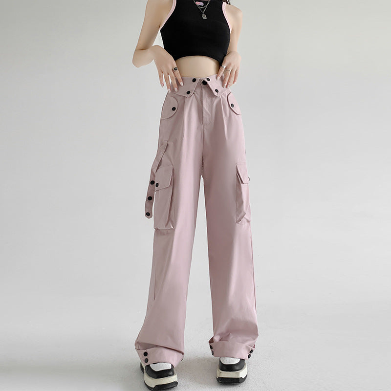 American Cargo Pants Spring And Autumn Retro Loose Straight Casual Wide Leg Pants High Waist Slim Fit Sports Pants 5