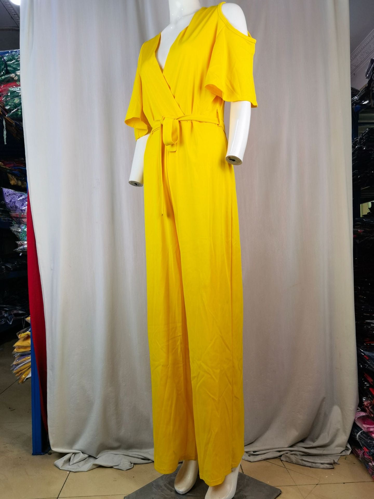 Women Cut Out Short Sleeve Wide Leg Jumpsuit with Belt 21