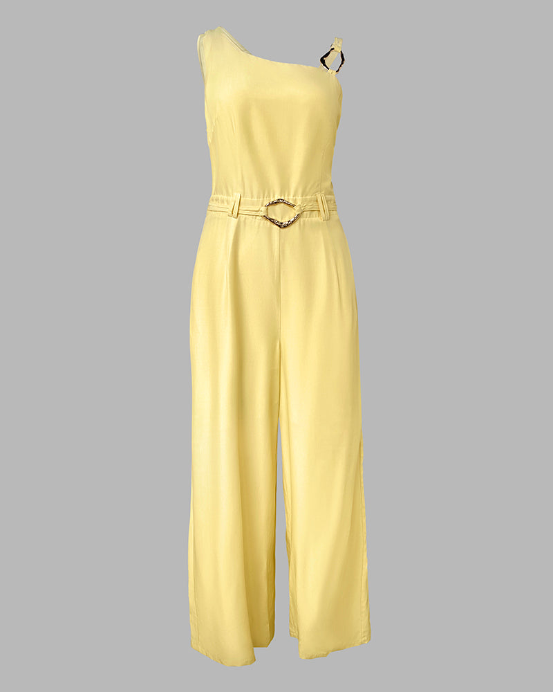 Metallic Buckle Sleeveless Wide-Leg Jumpsuit 5