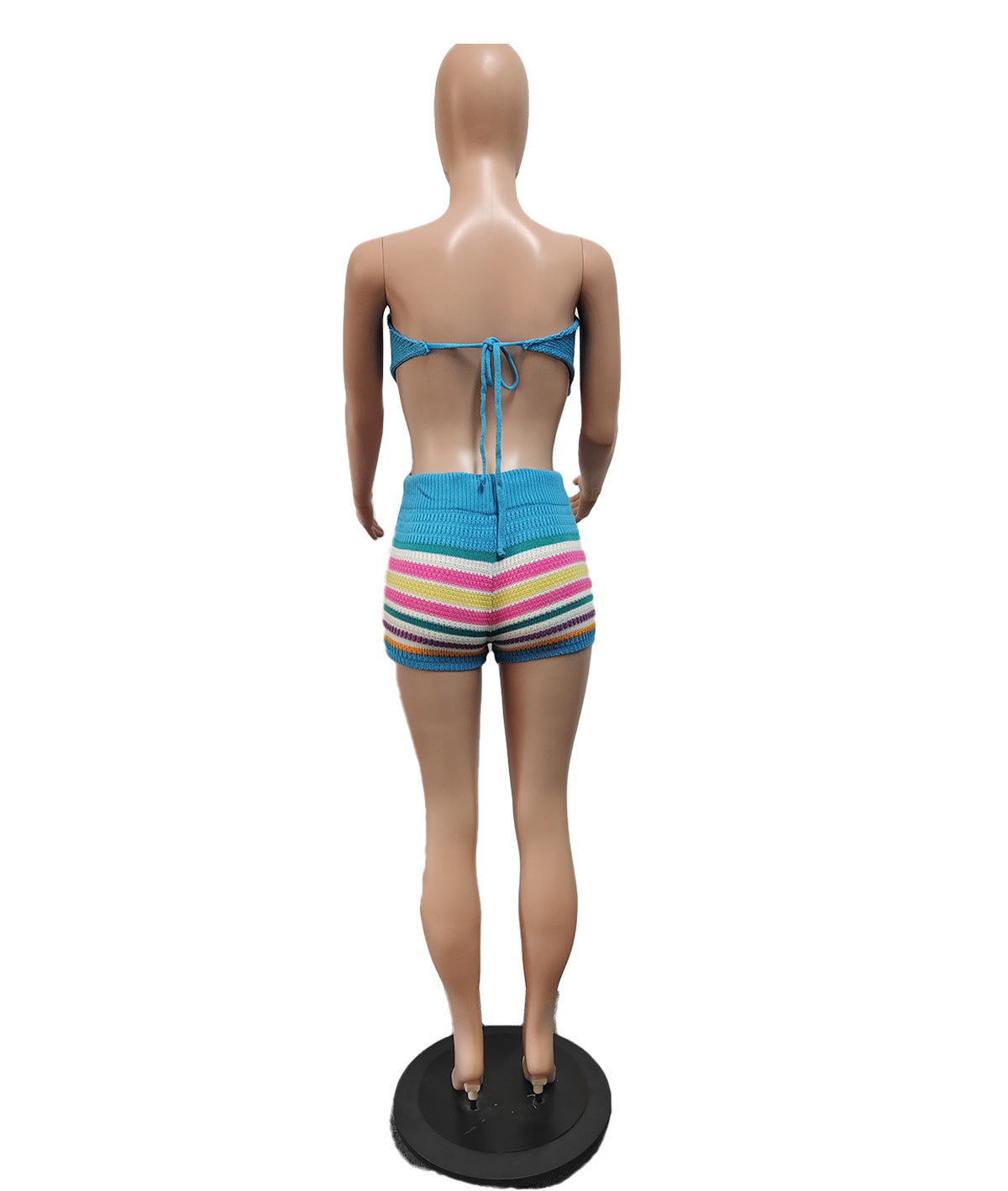 Summer Women clothing Backless Top and Shorts knitting two-piece suit 12