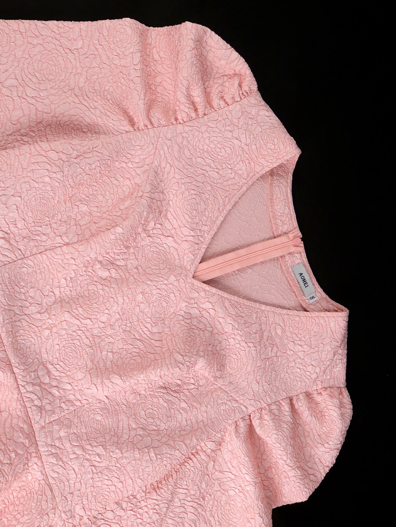 Elegant V-Neck Rose Jacquard Ruffle Slim Bodycon Formal Party Evening Dress 12