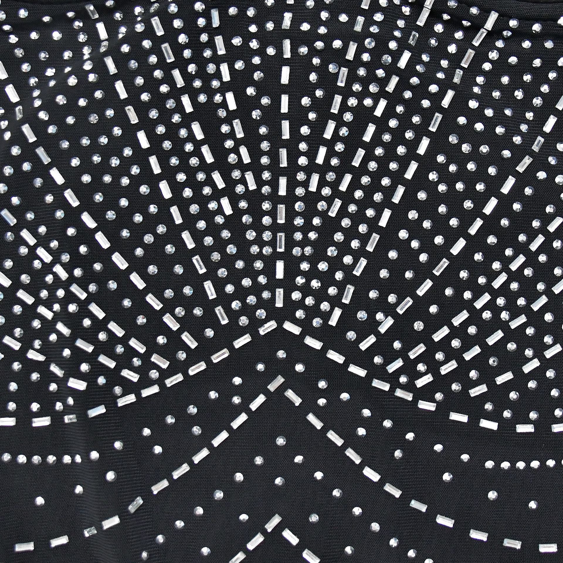 Fashionable Women's Solid Color Mesh Beaded Straps Club Dress 18