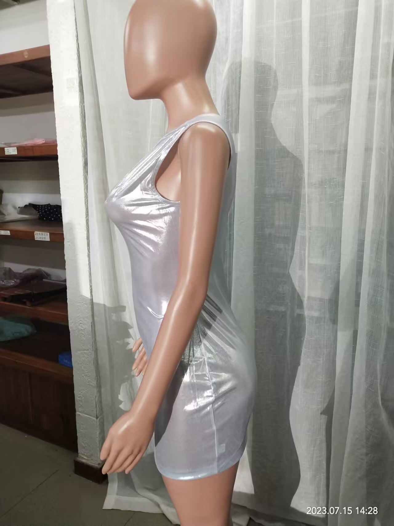 Fashion one-shoulder asymmetric pu Bodycon sexy nightclub dress 23