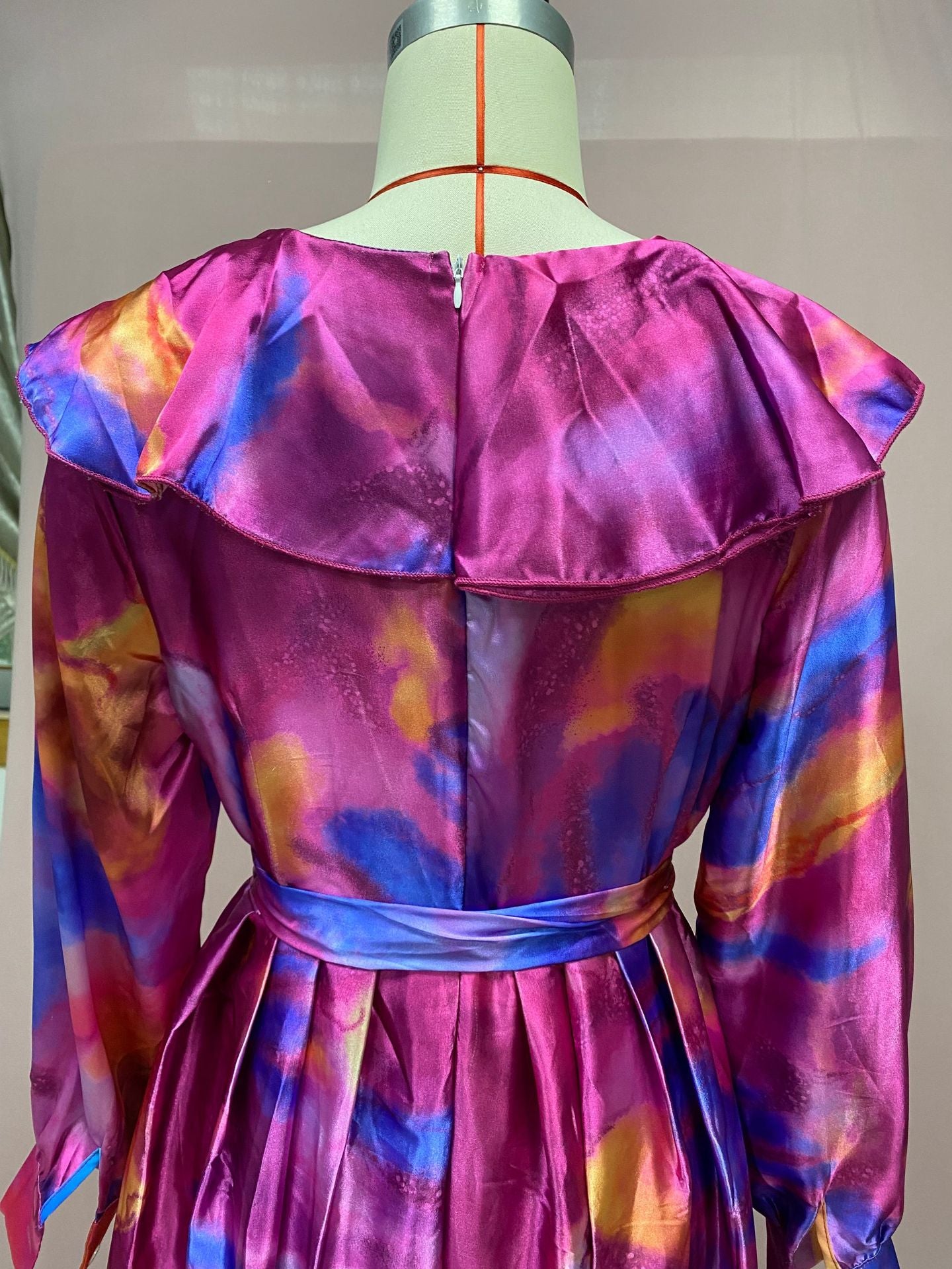 Spring Summer Print Mesh V-Neck Long Dress Plus Size Women's Dress 12