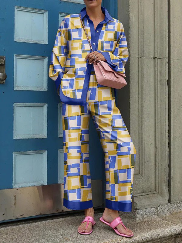 Women Fashion Printed Long Sleeve Top and Pant Casual Two-Piece Set 11