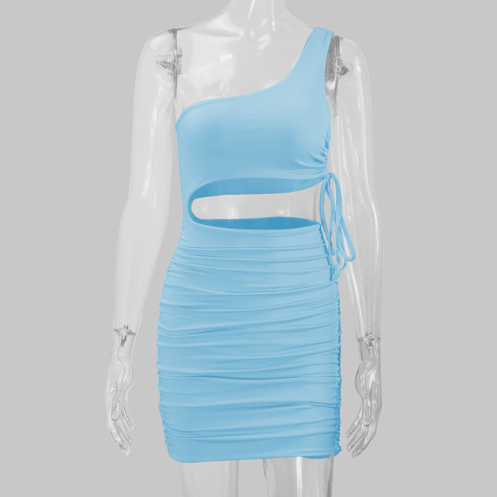 Women sexy hollow pleated Bodycon Dress 24