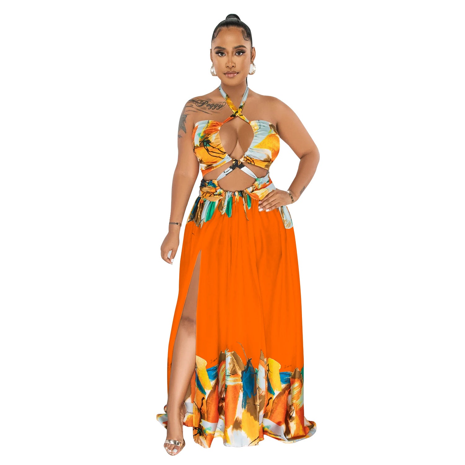 Women's Fashion Contrasting Color Sleeveless Wrap Maxi Dress 11