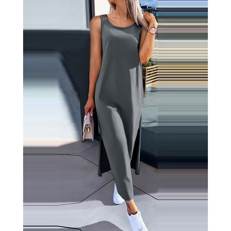 Women Solid Lace Sleeveless Dress 10