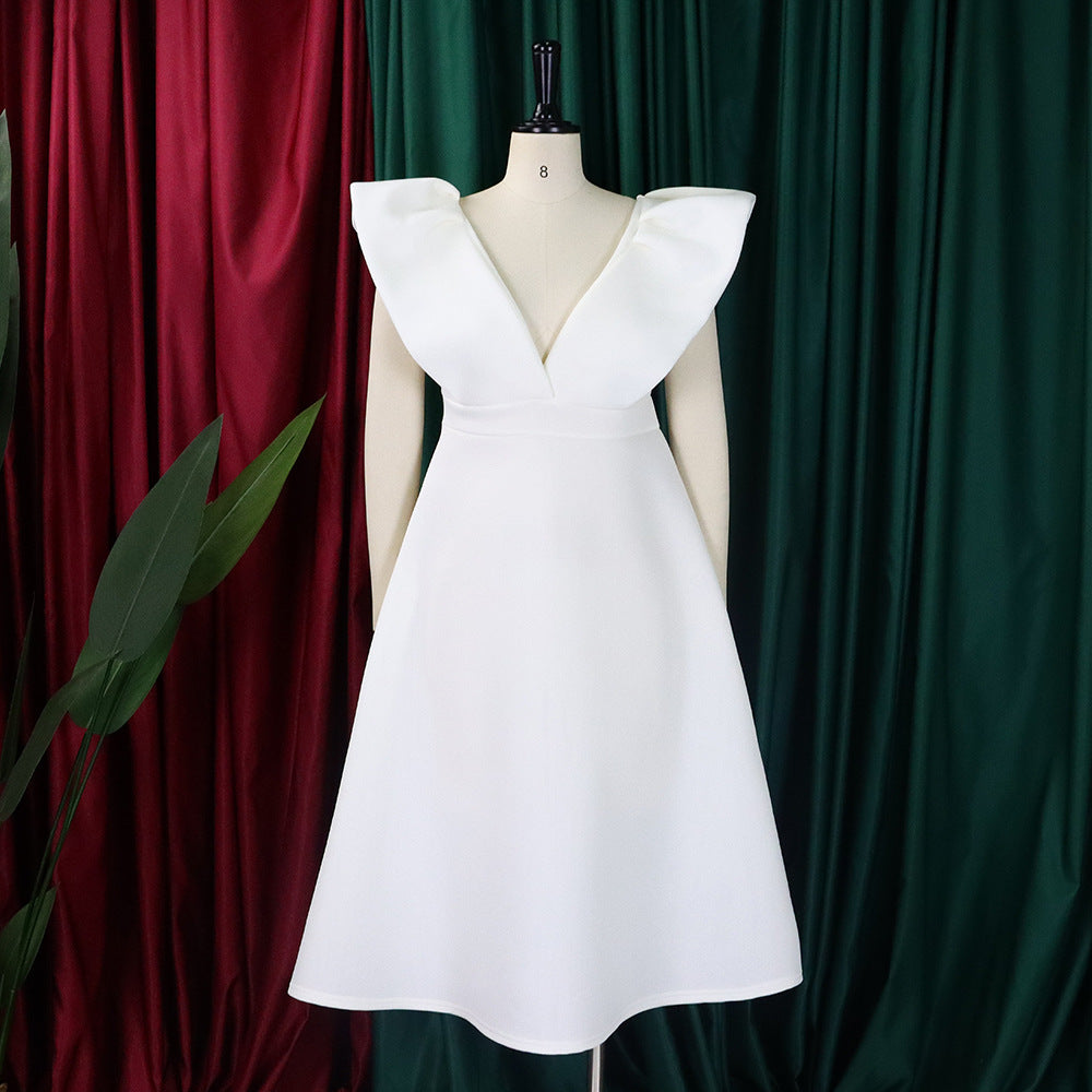 Women's Deep V Neck Sexy Swing Formal Party Dress 38