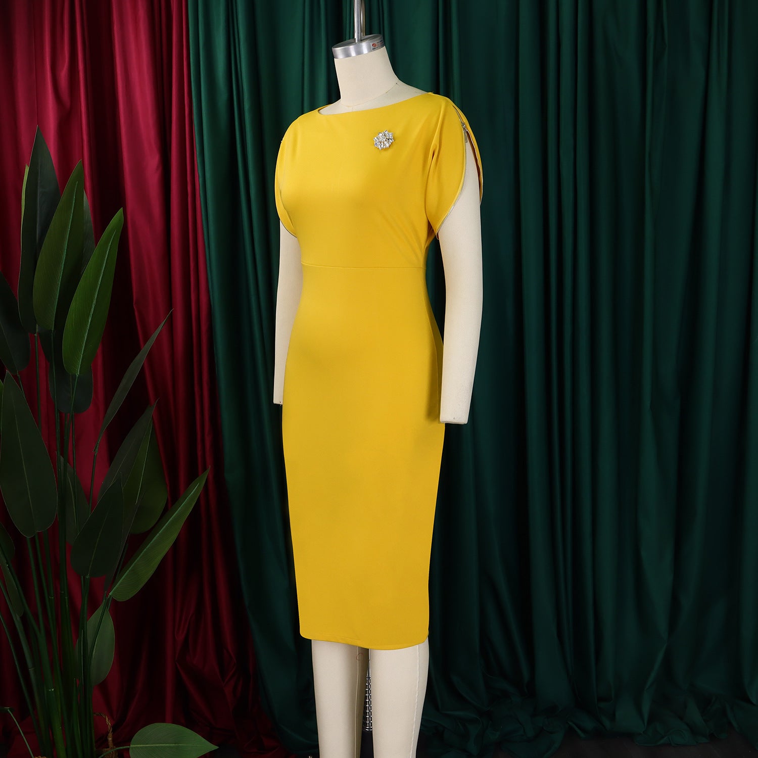 Plus Size African Round-Neck Short-Sleeve Chic Elegant Ol Bodycon Dress 21