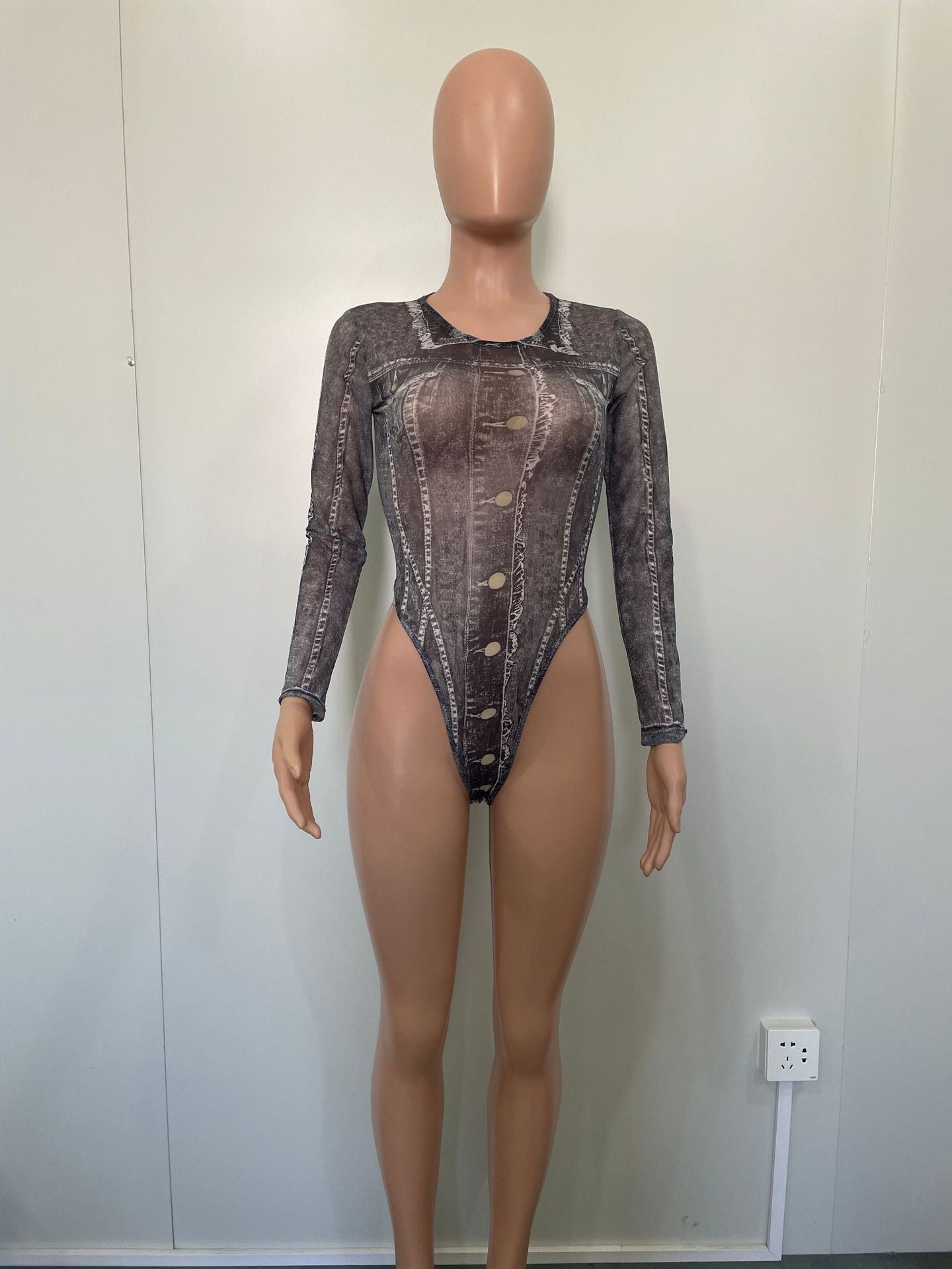 Women Mesh Bodysuit and Print Skirt two-piece set 17