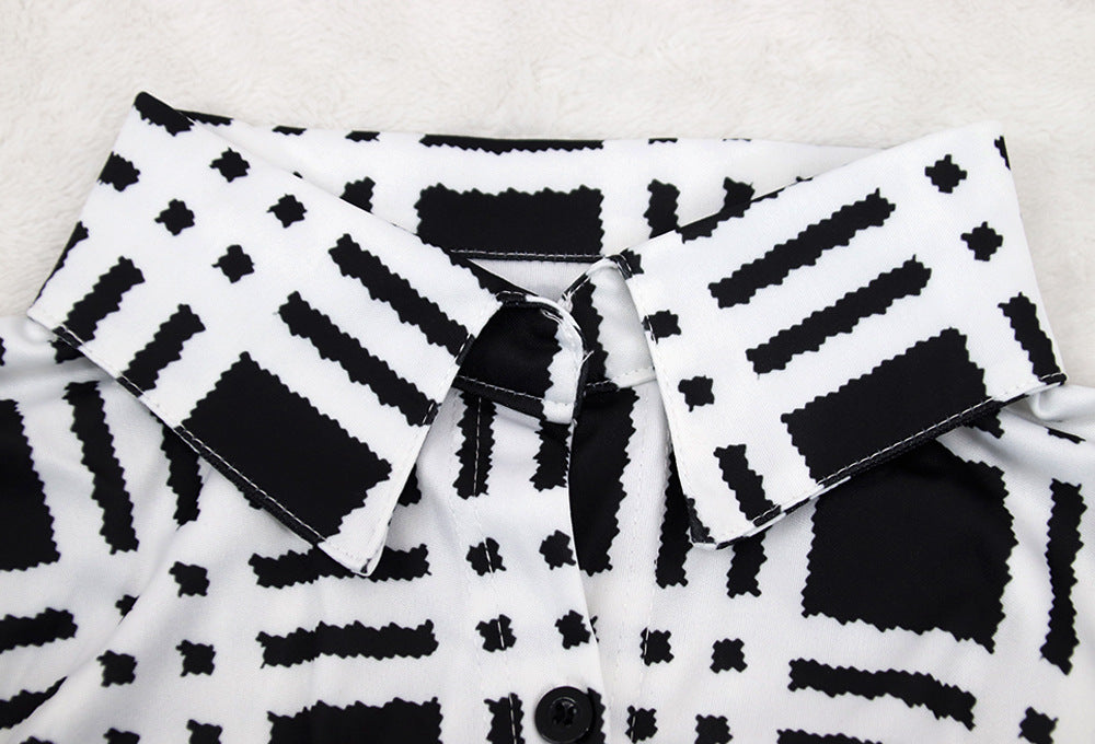 Fashionable Spring Turndown Collar Slim Puff Sleeve Women's Plaid Print Jumpsuit 22