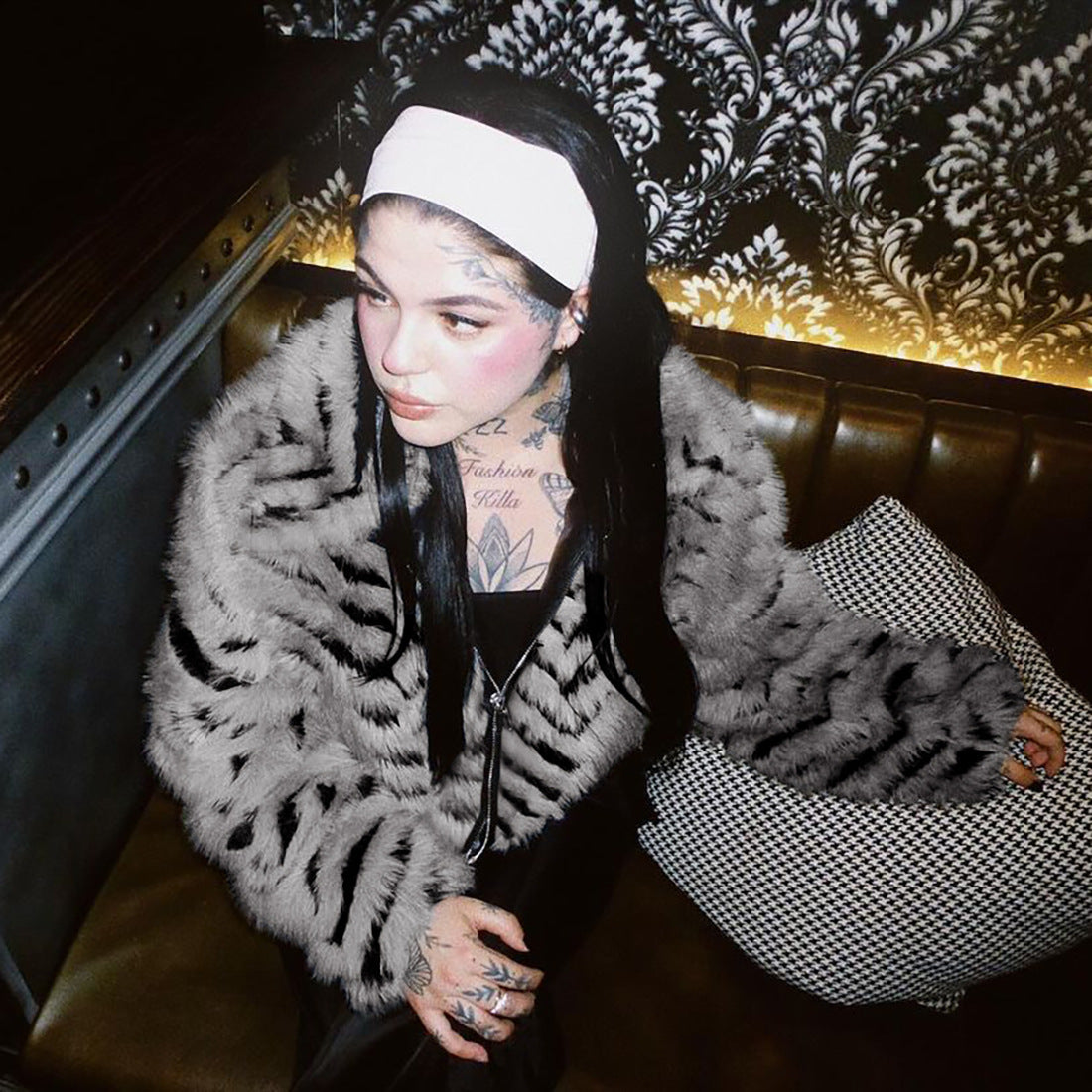 Women Autumn Elegant Turndown Collar Furry Coat 3