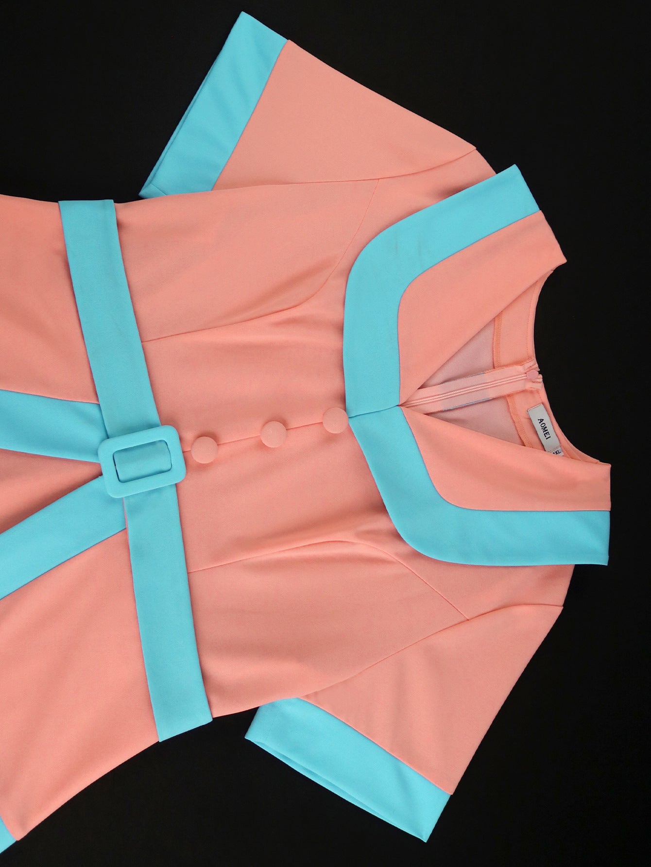 High-Waist Contrast Color A-Line Plus Size Formal Party Cocktail Dress 15