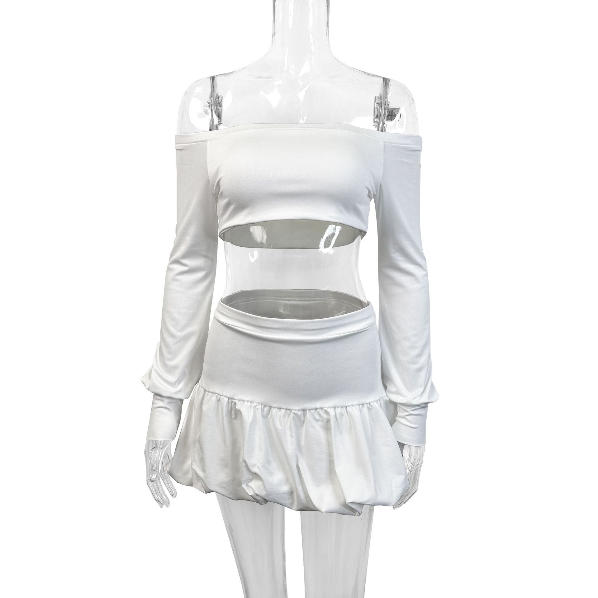 Spring Women's Fashion Sexy Crop Top Mini Skirt  Set 5