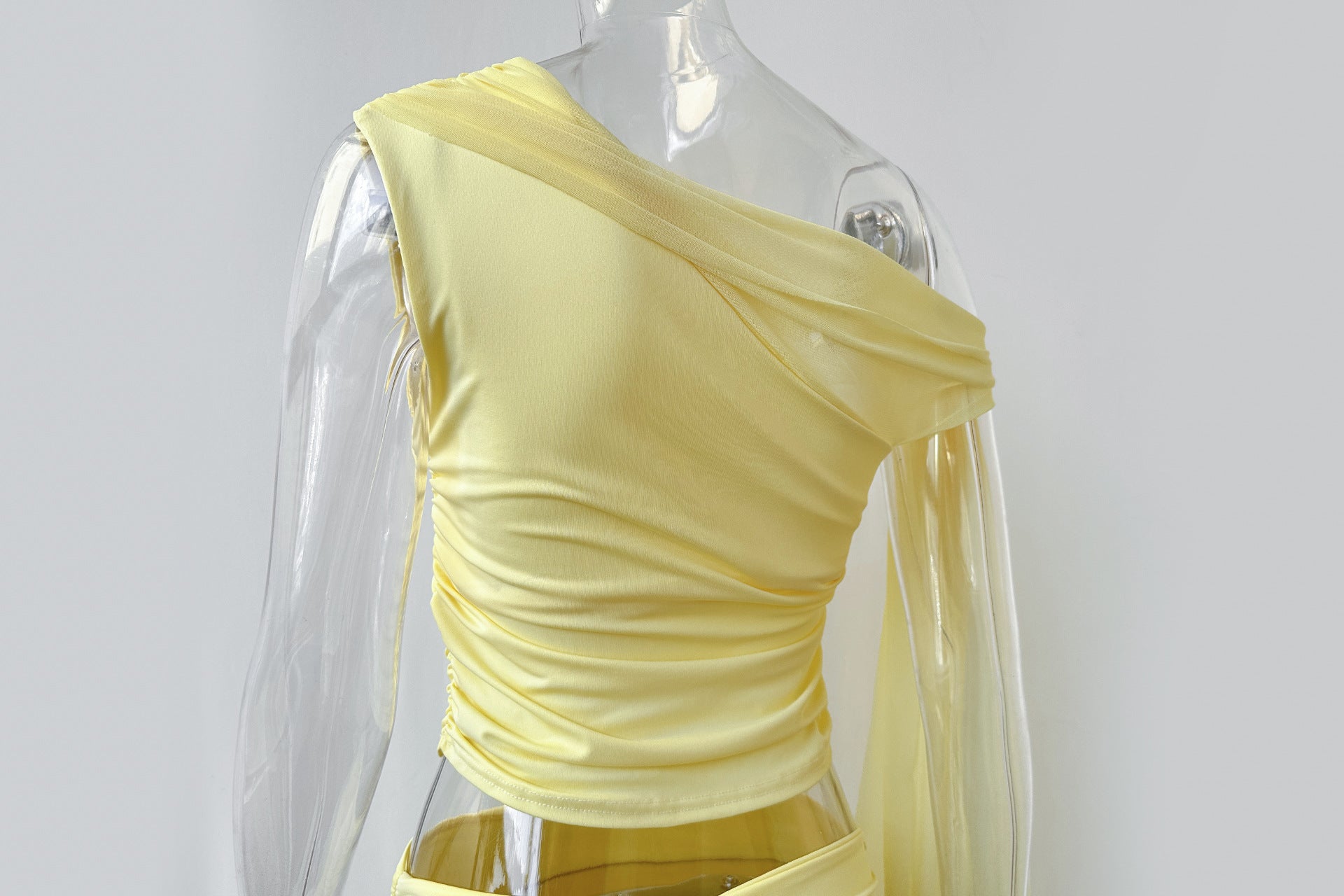 Women sexy top and pleated mesh skirt two-piece set 14