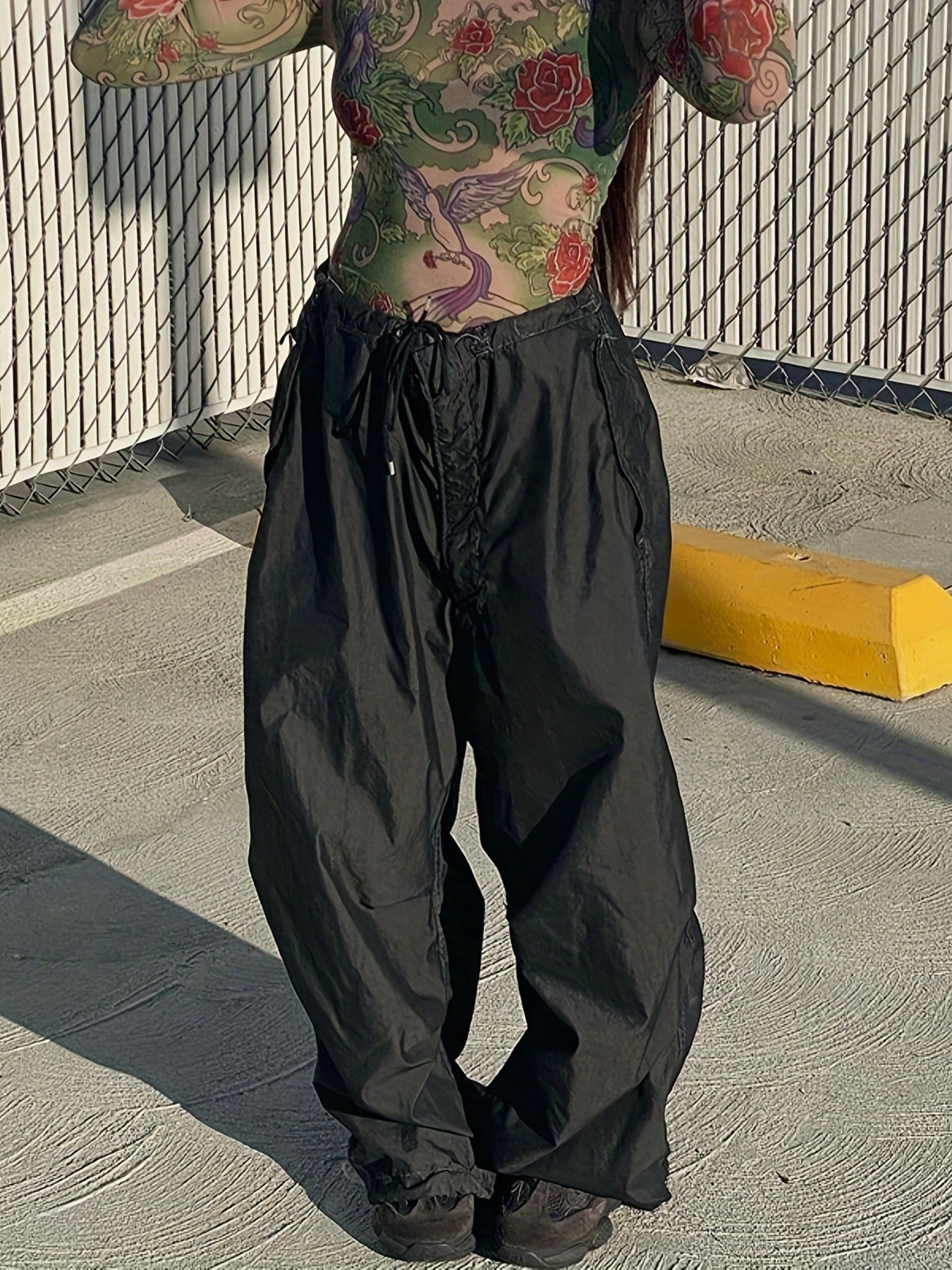 Women Summer Loose Sports Casual Woven Wide Leg Pants 4