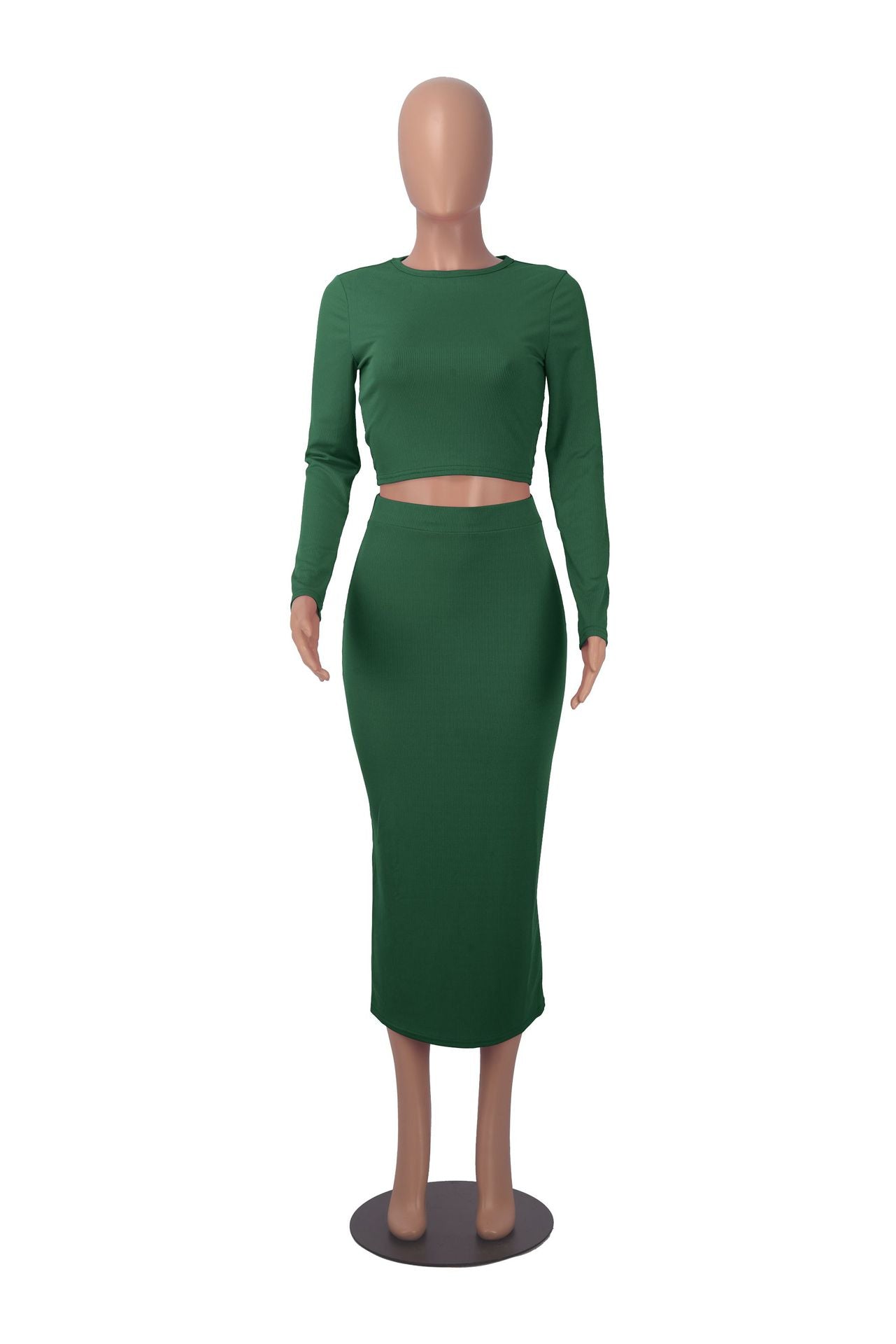 Women Long Sleeve Top and Bodycon Skirt Two Piece Set 26