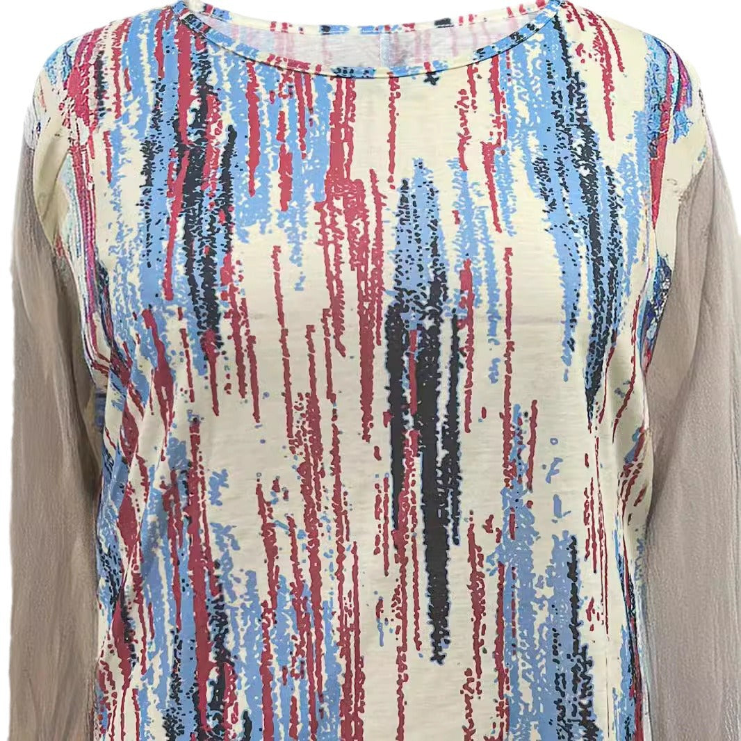 Casual Fashion Loose Short Sleeve Pullover Round Neck Printed Women's Plus Size T-Shirt 6