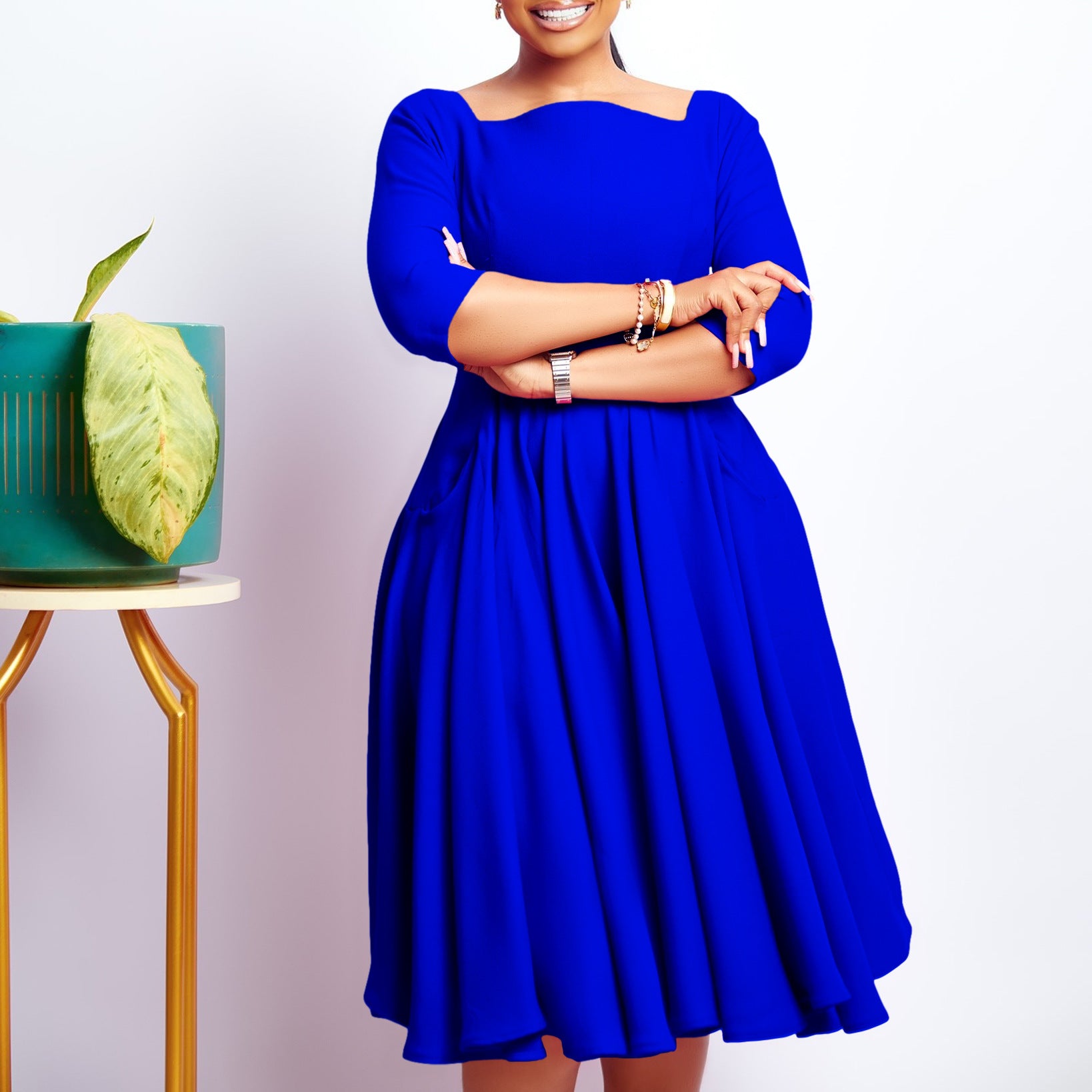 Women Autumn and Winter Pocket African Dress 3