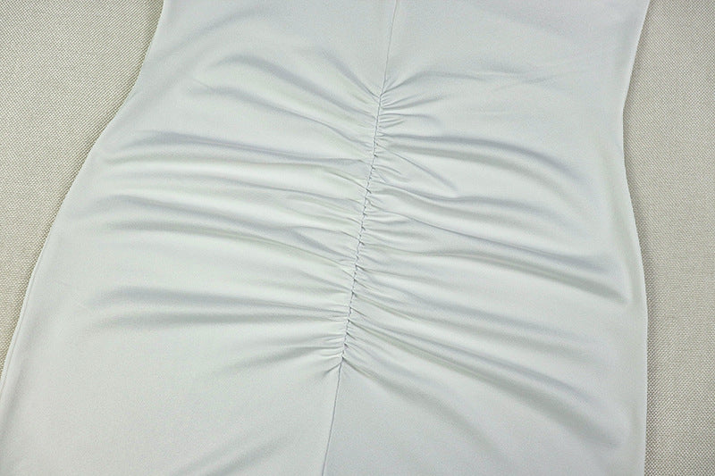 Women's Solid Chic Low Back Cross Halter Neck Long Dress 13