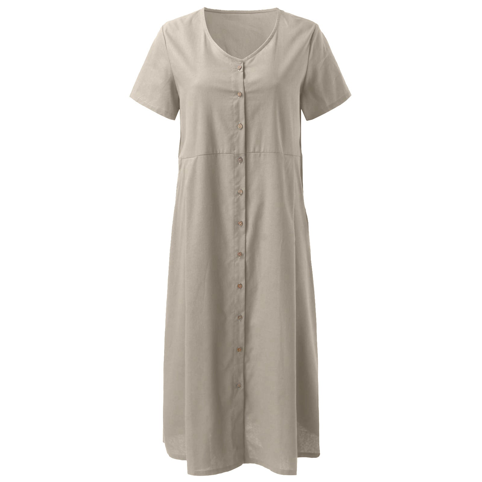 Women's Summer Loose Linen Short Sleeve Plus Size Dress 23