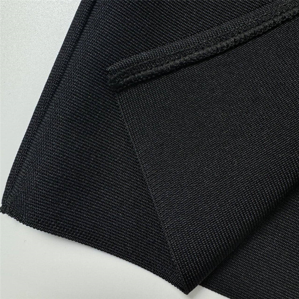 Fashionable Diamond Bandage Skirt Suit Long Sleeve Half High Collar Short Top Long Skirt Women Two-Piece Set 14