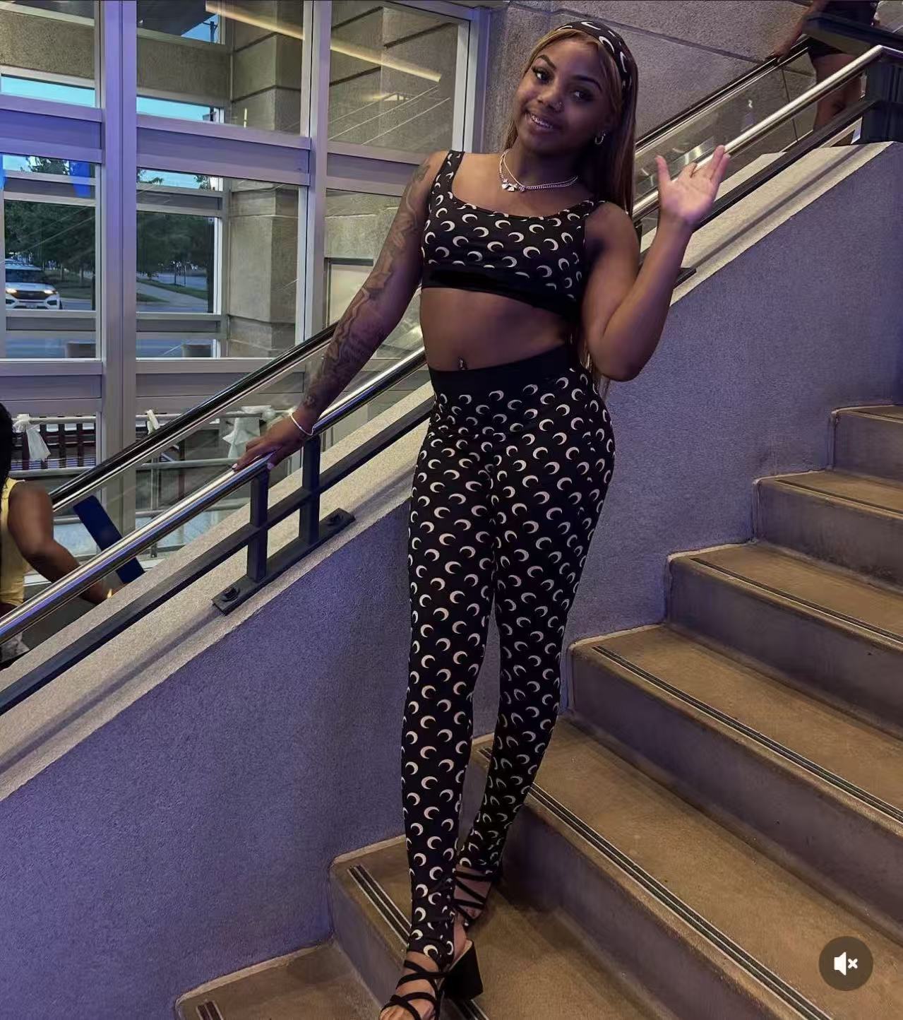 Women Sexy Printed Tank Top and Pants Two-Piece Set