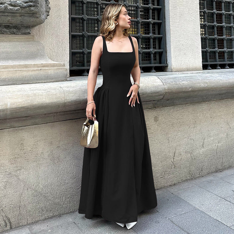 Women's Summer Fashion Sexy Low Back Zipper Slim Waist Strap Dress 8