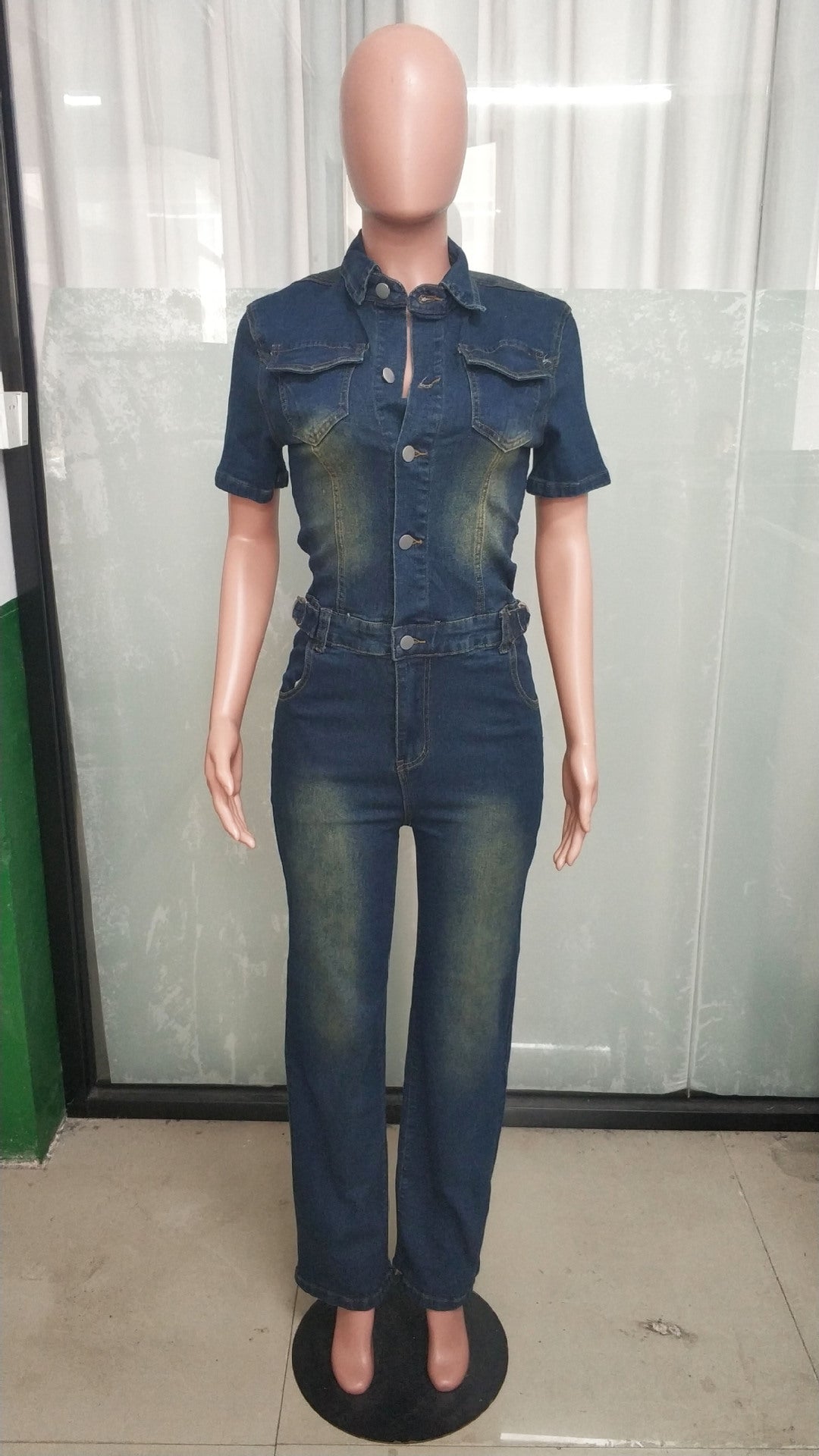 Women Stretchy Washed Denim Jumpsuits 10