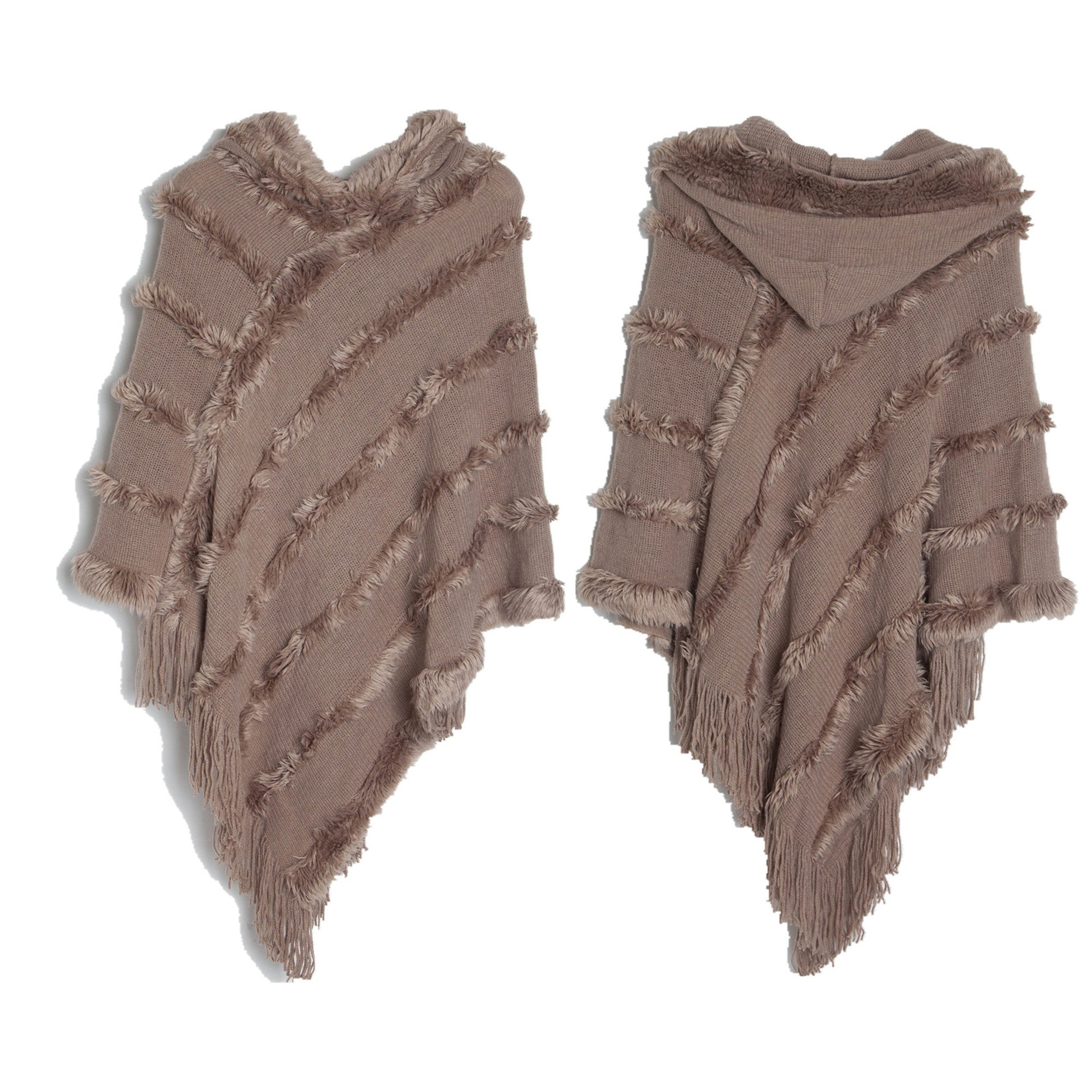 Women Fall and winter shawl Solid hooded knitting cape shawl sweater 8