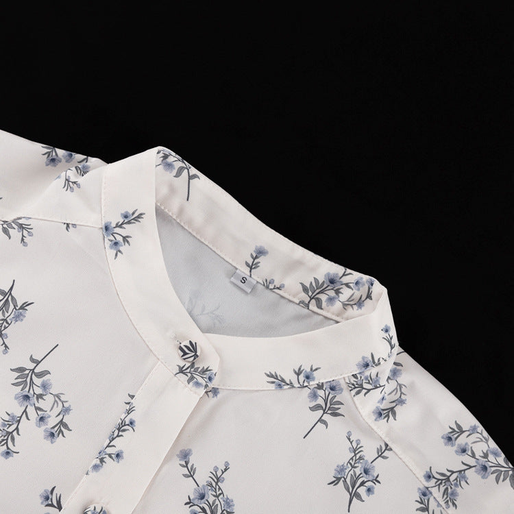 Puff Sleeve Ruffled Puff Shirt Printed Shorts Two Piece Set 9