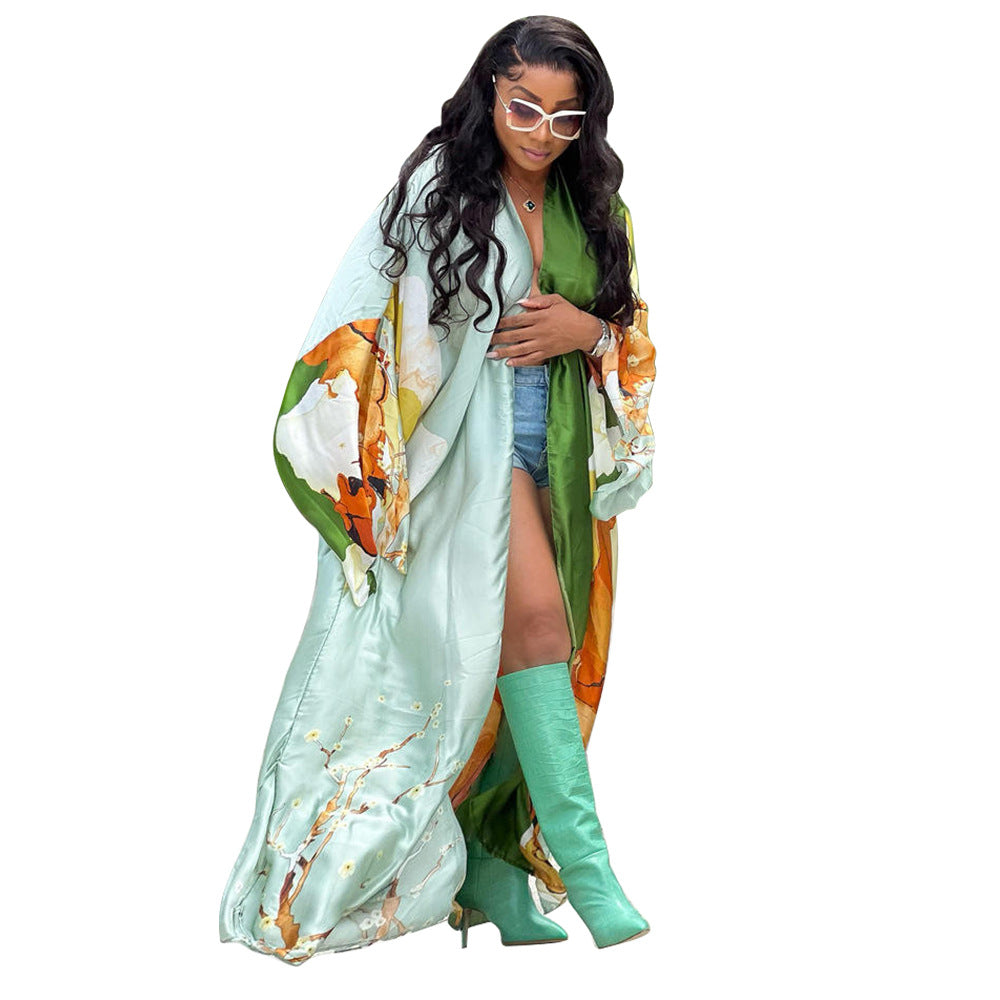 Women Casual Long Sleeve Print Robe 27