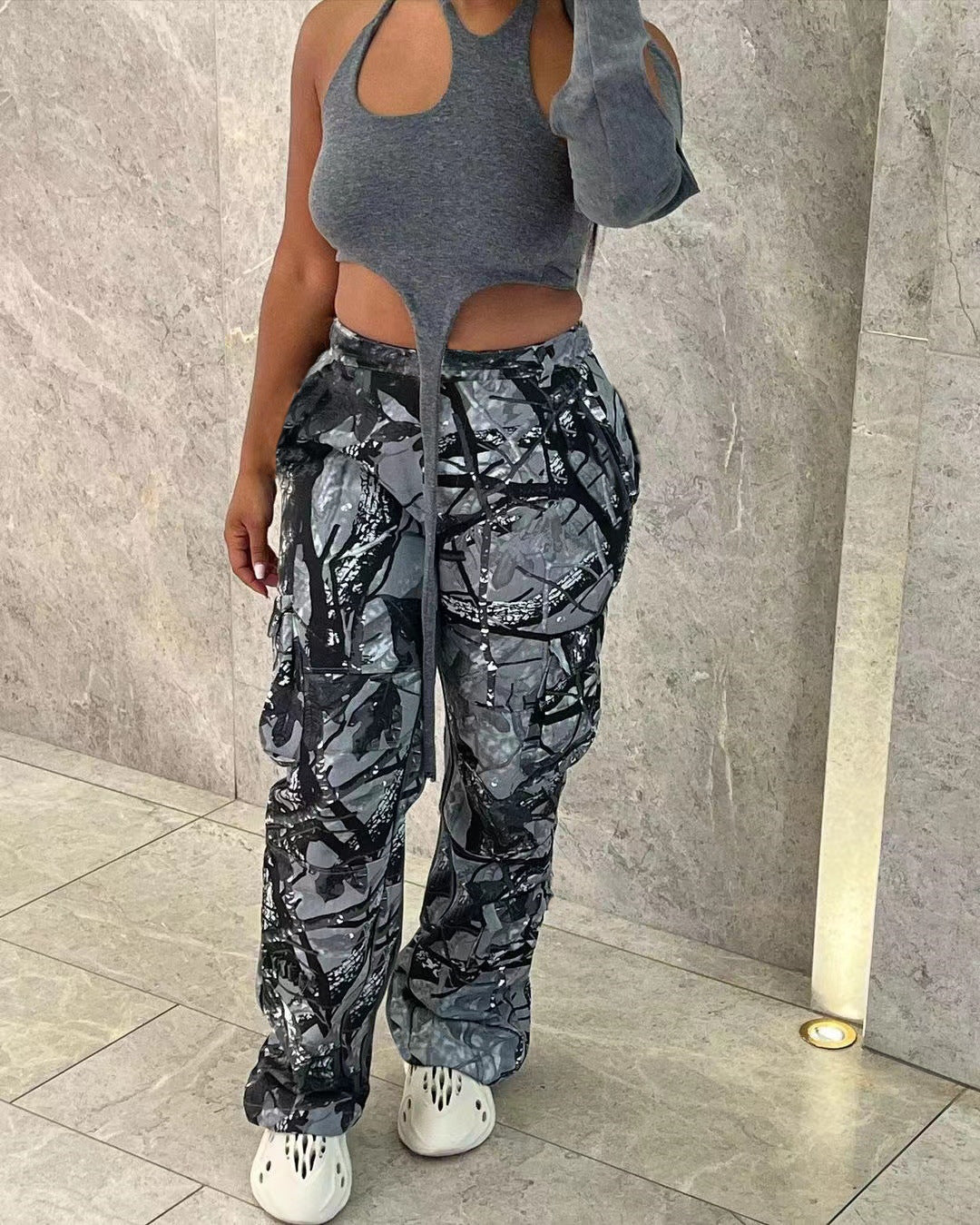 Women's Fashion Casual Camouflage Print Cargo Pants 3