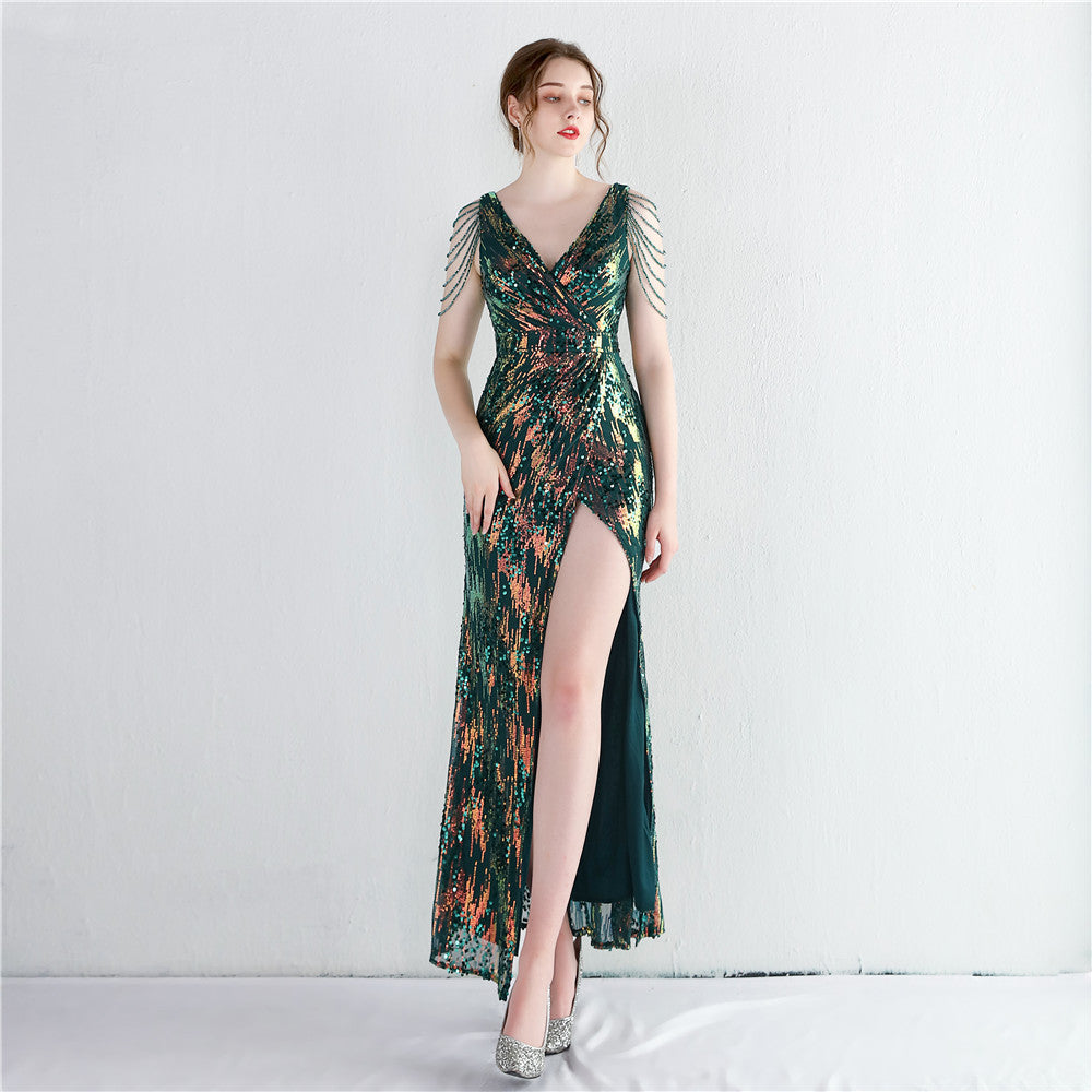 Women Sequined Sequins Long Evening Dress