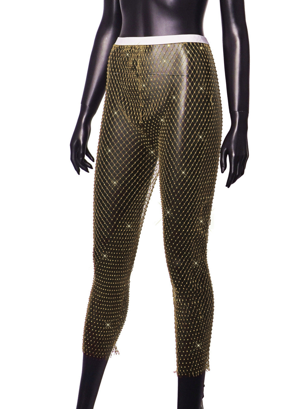 Women Sexy Rhinestone Fishnet Pants 47