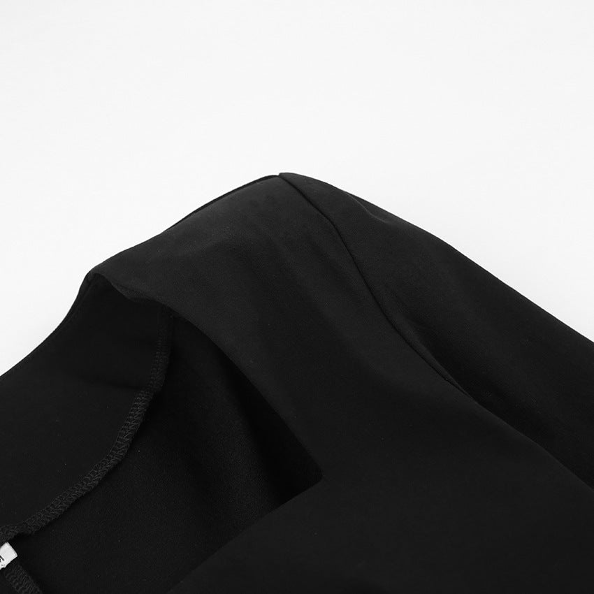 Autumn and winter French black dress Chic Slim Waist square neck long-sleeved elegant Tight Fitting long dress for women 13