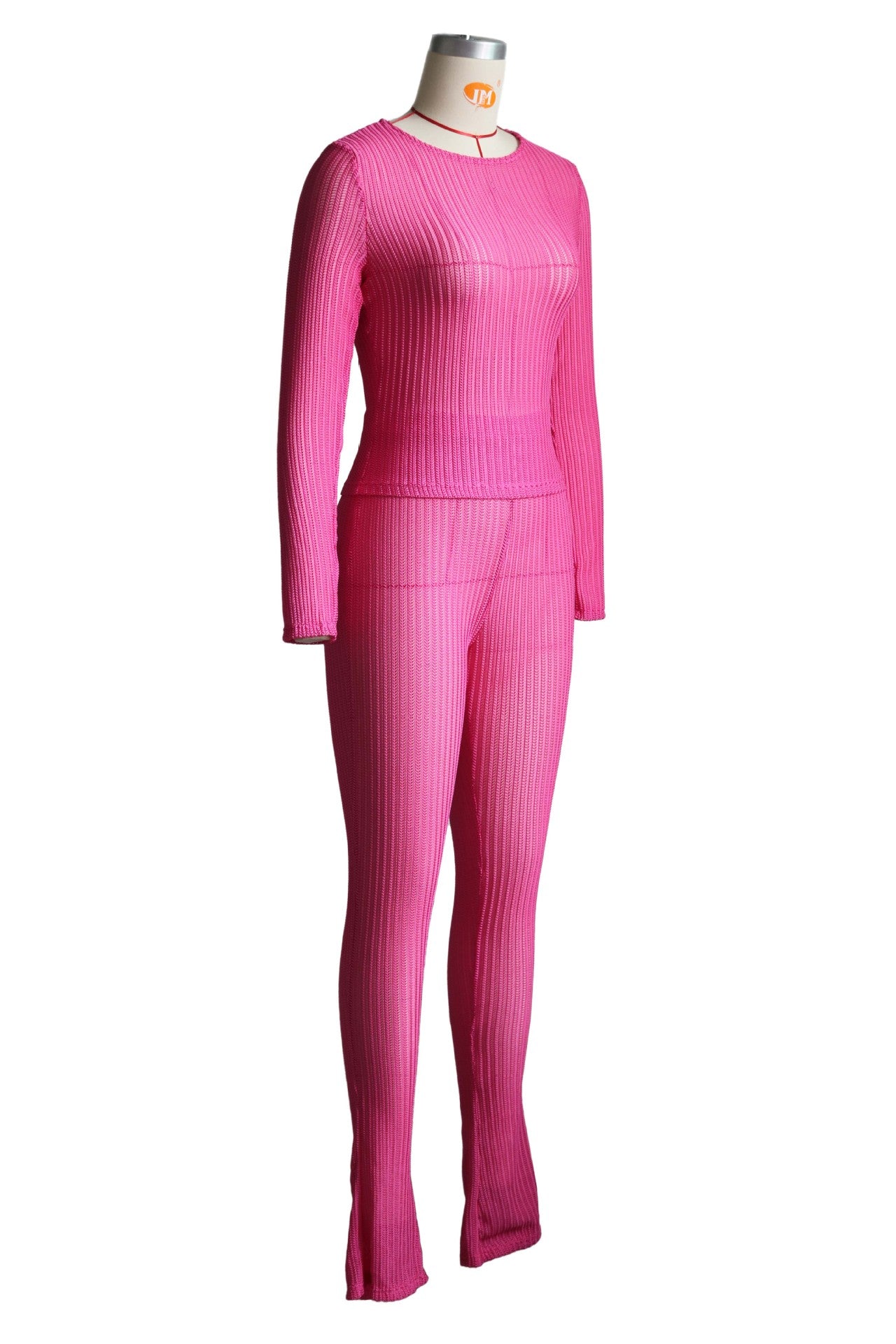 Women's Fashion Casual Sexy Hollow Round Neck Two-Piece Pants Set 22