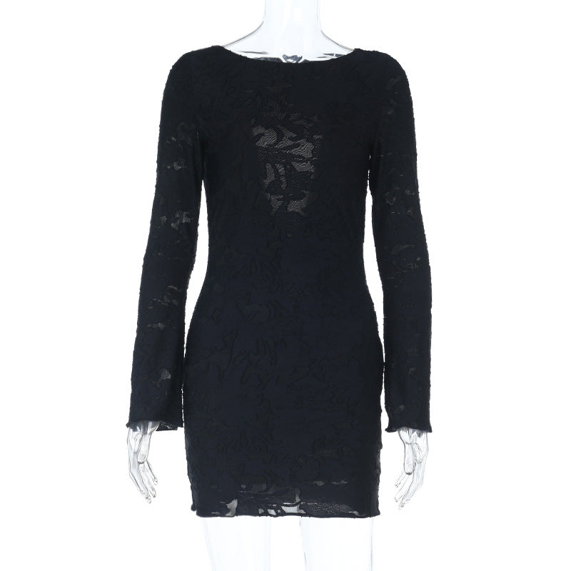 Women fall backless sexy solid bodycon dress 5