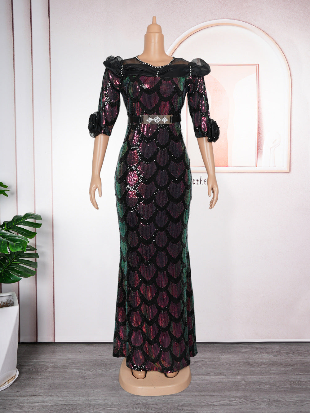 Plus Size Women Sequin Party Fishtail Dress 14