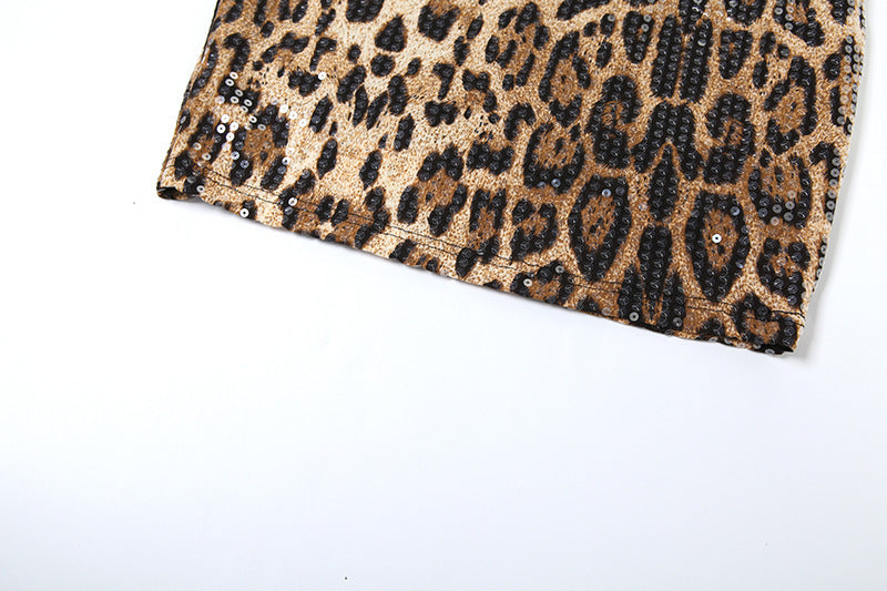 Spring women's clothing fashion sequin leopard straps Bodycon Dress 18