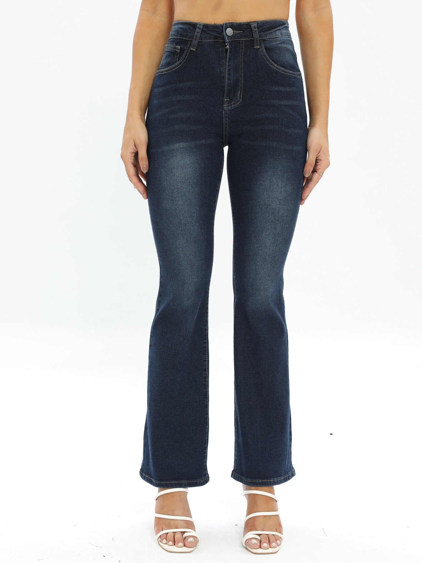 Women Stretch Bell-Bottom Denim Pants 7