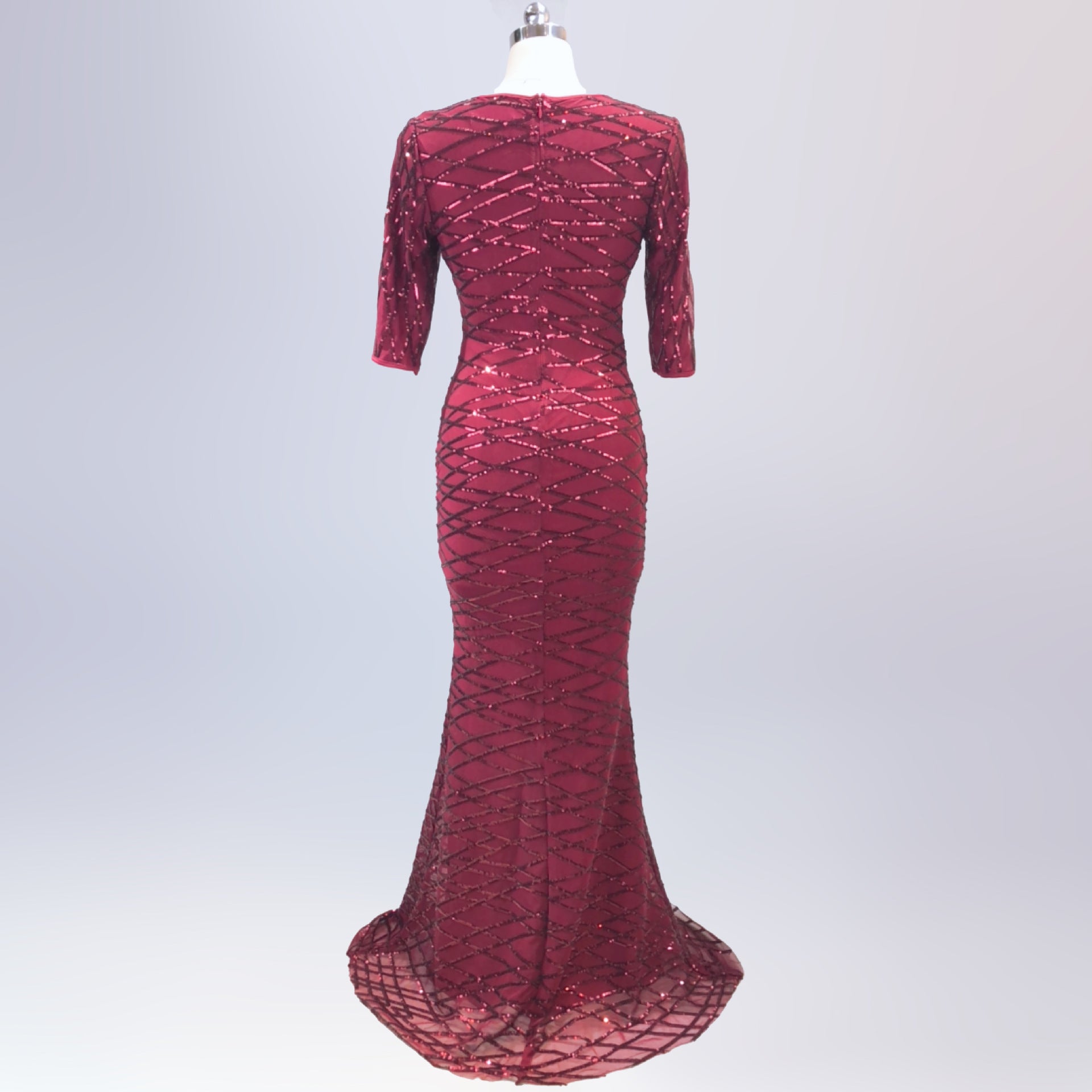 Long Sequin Half Sleeve Plus Size Fat Beauty Mermaid Formal Party Evening Dress 17