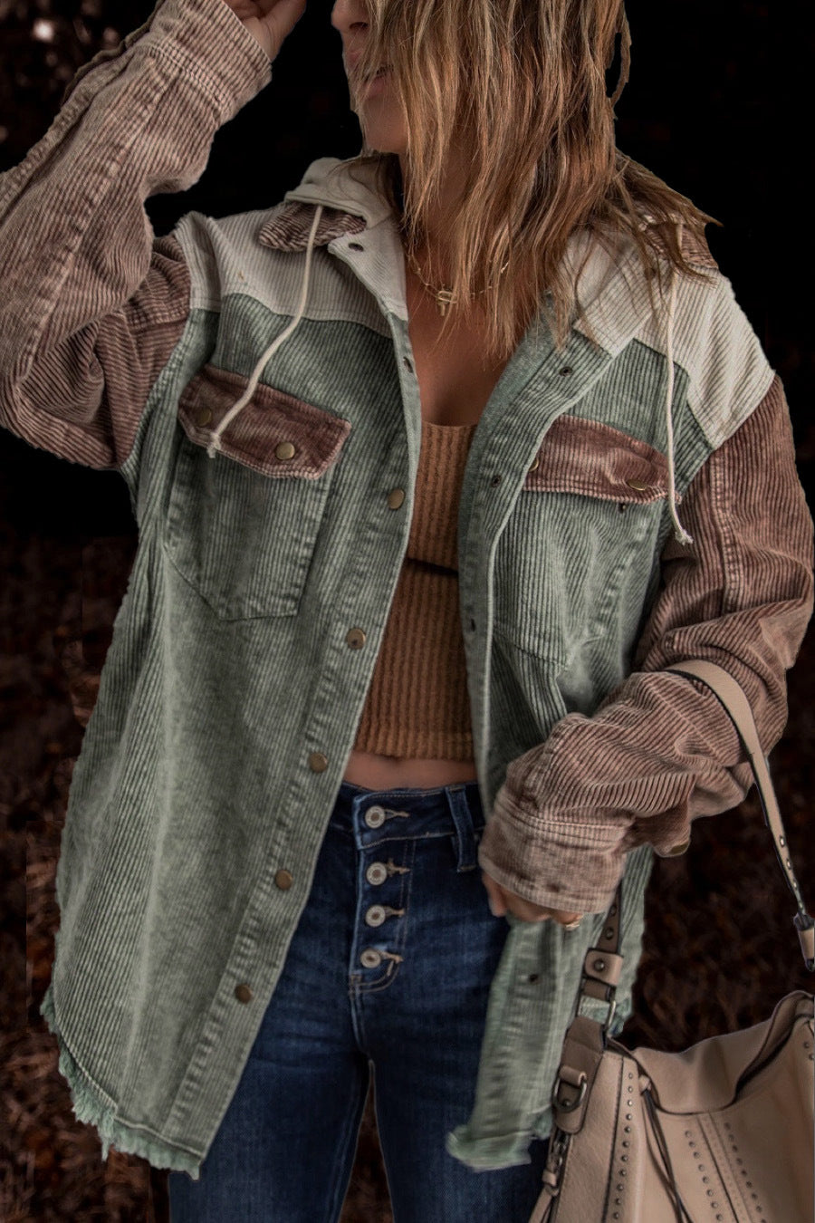 Autumn Jacket Fashion Double Pocket Hooded Boyfriend Style Jacket