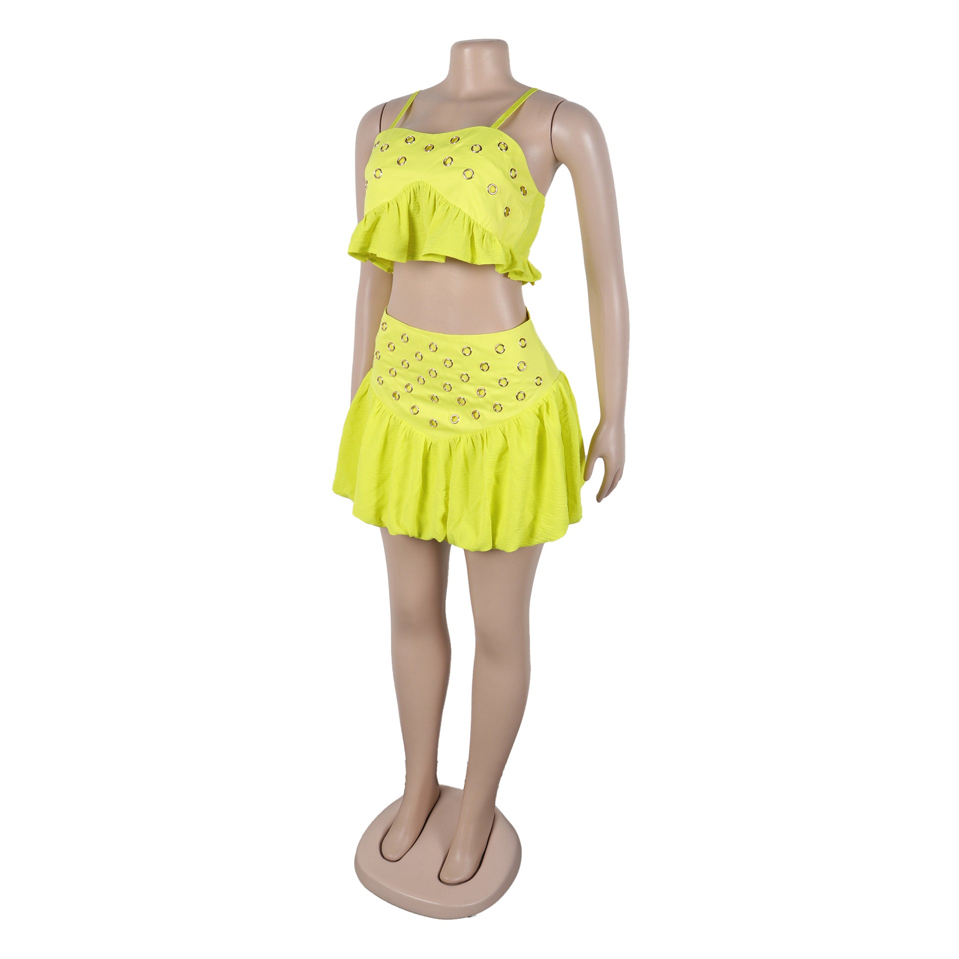 Women Off-Shoulder Suspender Top and Skirt Two-Piece Set 22