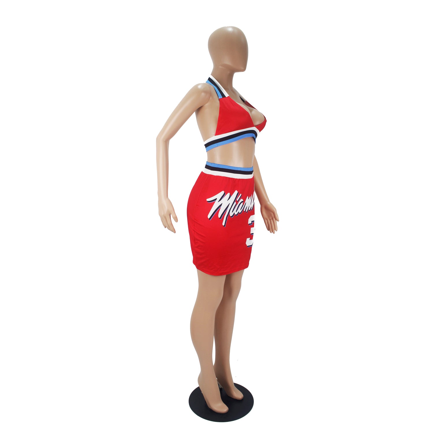 Summer Sports Print Halter Bra and Mini Skirt 2PC Set 20