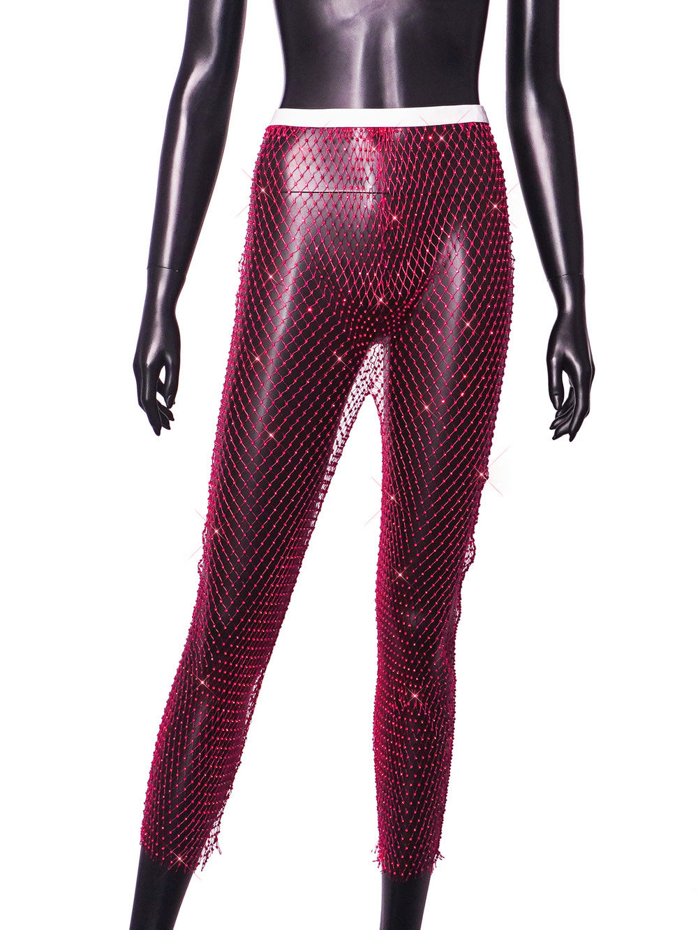 Women Sexy Rhinestone Fishnet Pants 10