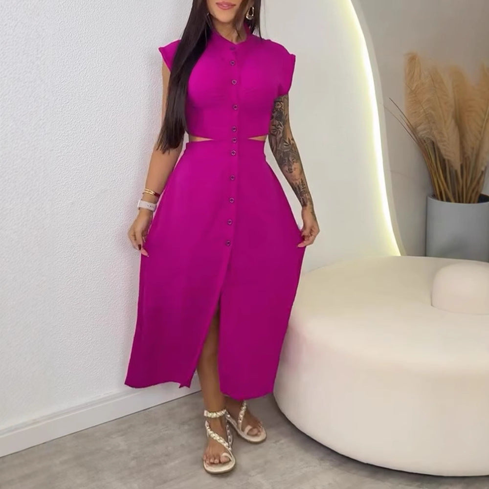 Spring women's clothing polyester Stand Collar skirt dress 5