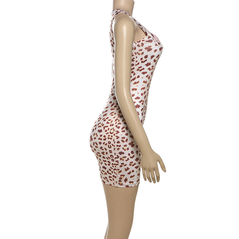 Women's Spring Sexy Lace Patchwork V-Neck Bodycon Leopard Dress 12