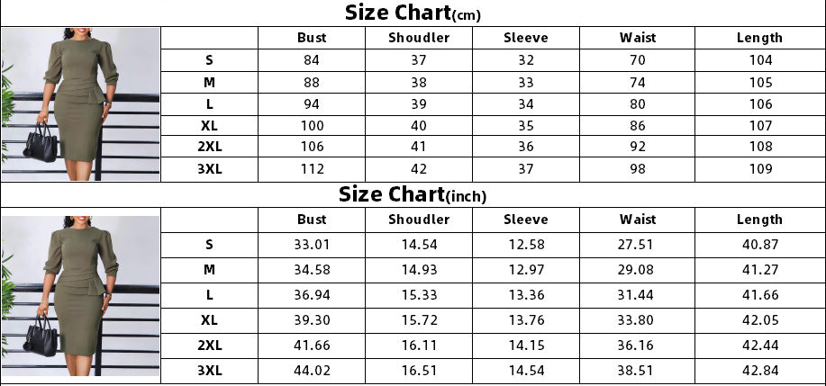 Women's Summer Round Neck Pleated Chic Fashion OL Career Pencil Dress 9